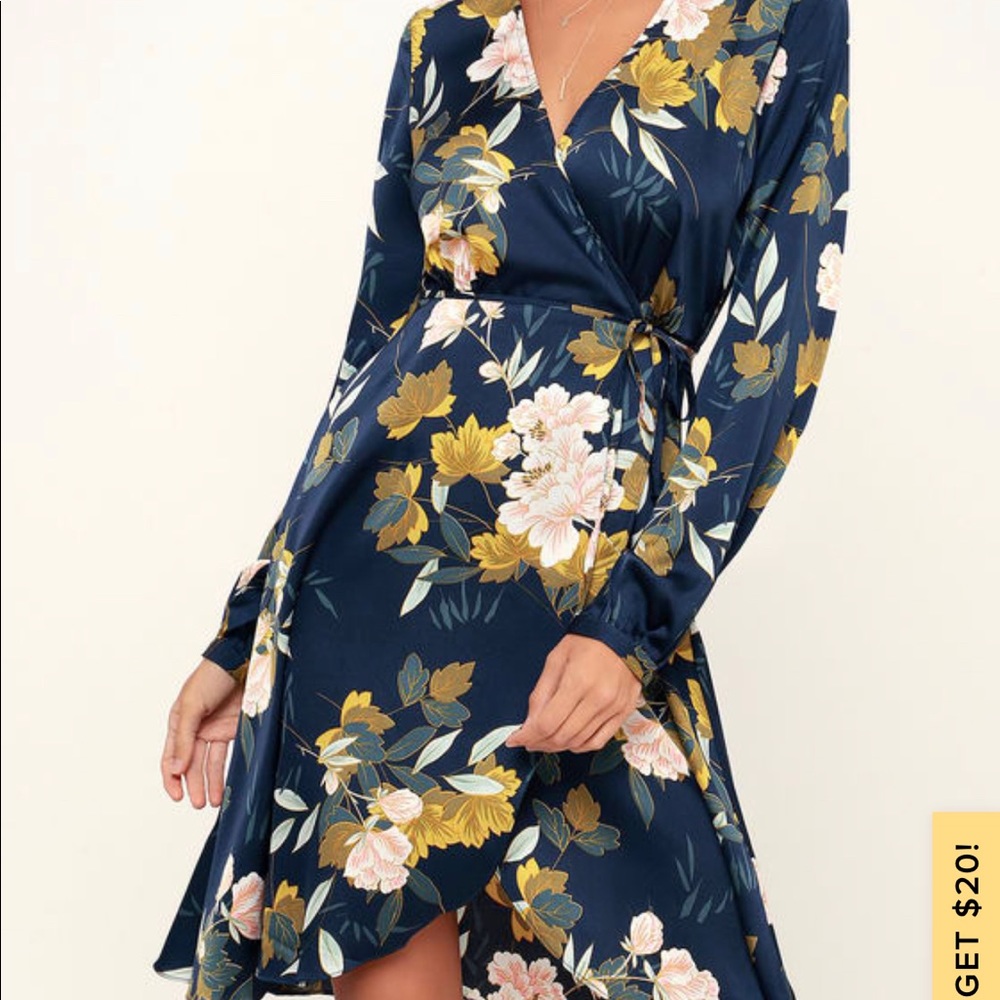 Lulus Navy Floral Dress